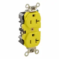LEVITON Straight Blade Connector: 5-20R, 125V AC, 20 A, 2 Pole, 3 Wire, Yellow (MPN 53CM-62)
