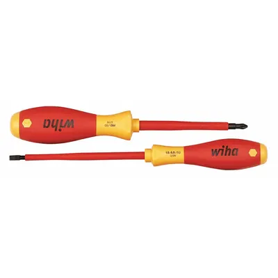 WIHA Insulated Screwdriver Set: 1-10 Pieces, 2 Pieces, Phillips/Slotted Tip - Insulated Screwdriver Sets