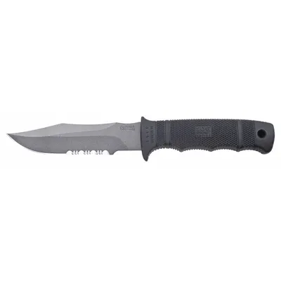 SOG Fixed Blade Knife: Serrated, 9 in Overall Lg, Steel, Glass-Filled Nylon - General Purpose Knives