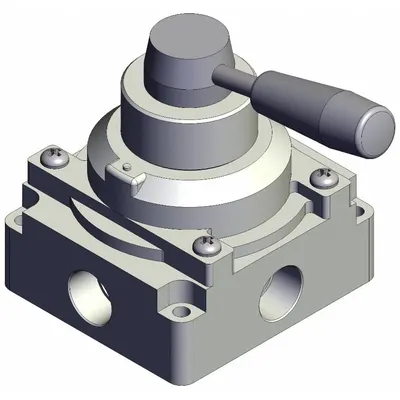 SMC Hand Valve: VH Series, Lever Actuator, 1/2 in NPT, Side-Ported Body - VH Series Manual Air Control Valves