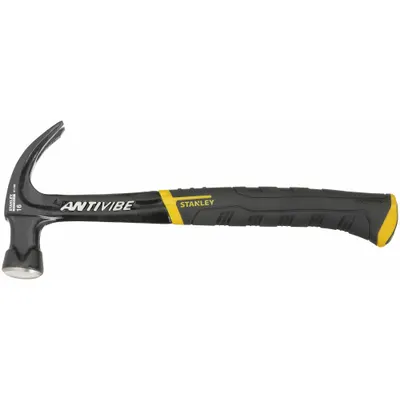 STANLEY Curved Claw Hammer: Steel, Textured Grip, Steel Handle, 16 oz Head Wt, 13 in Overall Lg - Steel Curved-Claw Hammers