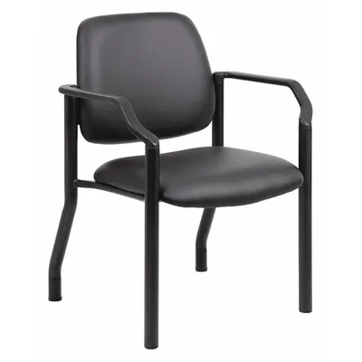 BOSS Frame Chair: Black, Black, 0 Casters/Glides, Arms, 22 in Overall Wd - Antimicrobial Waiting Room Chairs