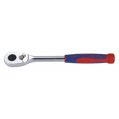 WESTWARD Hand Ratchet: Pear, Reversible, 6 3/4 in Overall Lg, Chrome - Standard-Head Ratchets