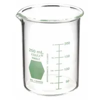 KIMBLE Colorware Beaker: 250 mL, 8.45 fl oz, A, Low Form, Type I, Green, Borosilicate Glass (MPN 14000G-250)