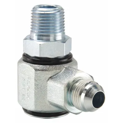 PARKER Hydraulic Swivel Fitting: Zinc-Plated Steel, 9/16 in Male JIC inlet - 90-Degree Swivel Fittings