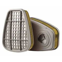 NIOSH-rated Mercury Vapor (MV) cartridge for use with 3M 7800 Series reusable respirators. Features a bayonet connection and olive color coding. Pack of 60. Suitable for environments where mercury vapor exposure may occur.