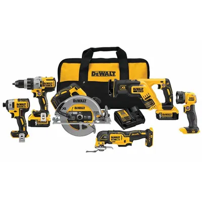 DEWALT Cordless Tool Combination Kit: 6 Tools, 20 V DC Volt, Battery Included - DEWALT 20V Cordless Tool Combination Kits