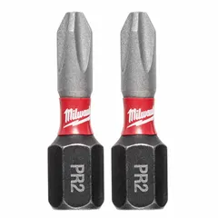 This 2-pack of #2 Phillips (PH2) insert bits features a reduced hex shank for secure engagement in power tool chucks. Made from alloy steel, these imperial-size bits are suited for driving screws in assembly, construction, and maintenance tasks.
