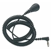 DESCO Banana Cord: Date Coded/Relaxed Retraction Coil Cord/Right Angled Banana Plug, 6 ft Cord Lg (MPN 91095)