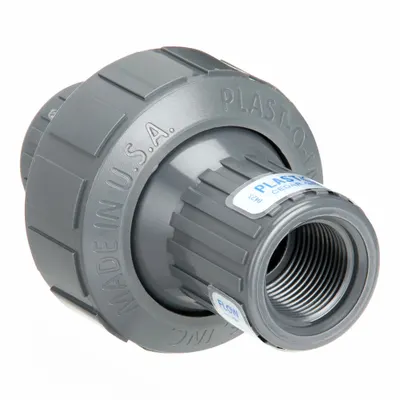 PLAST-O-MATIC Check Valve: Diaphragm, Inline Valve Body, 3/4 in Pipe Size, FNPT x FNPT - PVC Inline Diaphragm Check Valves
