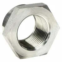 This threaded high-pressure pipe fitting features a male NPT thread on one end and a female NPT thread on the other, allowing connection of male and female threaded pipes. Constructed from carbon steel, it is rated for a maximum operating pressure of 3,000 psi. Suitable for use in hydraulic and pneumatic systems requiring a robust, leak-resistant joint