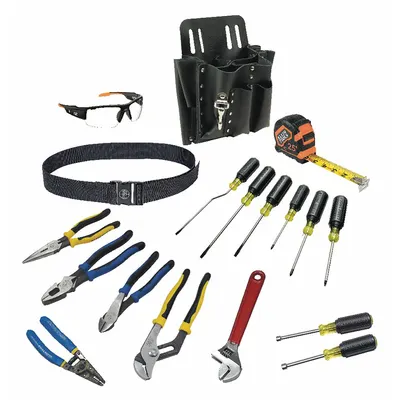 KLEIN TOOLS Electricians Tool Kit: 16 Total Pcs, Tool Pouch - Tool Sets with Tool Pouch