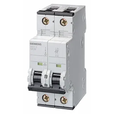 Siemens Supplementary Protector: 4 A Amps, 5kA at 400V AC, Screw Clamp, 5SY6, 400V AC - C-Curve, 2-Pole UL1077 DIN Rail-Mount Supplementary Protectors