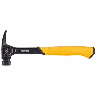 DEWALT Claw Hammer: Steel, Textured Grip, Rubber Handle, 16 oz Head Wt, 13 in Overall Lg - Steel Curved-Claw Hammers