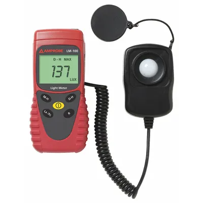 AMPROBE Light Meter: Carrying Case, ±3% Light Level Accuracy, LCD - Standard Light Meters