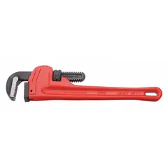 This straight pipe wrench has a 12 in overall length and a 2 in jaw capacity. The serrated steel jaws provide a secure grip for turning pipes and fittings. Suitable for plumbing, HVAC, and general maintenance tasks.
