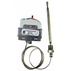 Electric limit control for cooking equipment such as ovens and fryers. Features a dial range of 100 to 450, 30-inch capillary, and 1/4-inch stem length. Operates at 250V AC.
