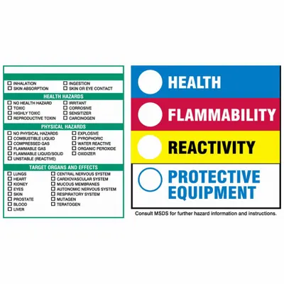 BRADY HMIG Label: 6 in Ht, 6 in Wd, 0.0038 in Thick, Paper, Adhesive, 6 in x 6 in - Safety
