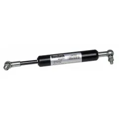 Steel shock absorber with 8.27-inch extended length for industrial machinery. Used to dampen motion, reduce vibration, and protect equipment from impact in automation, material handling, and packaging systems.