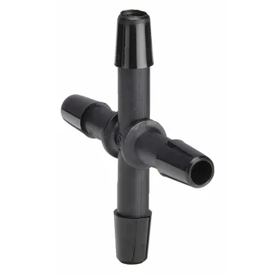 ELDON JAMES Barbed Cross: 1/8 in ID x 1/8 in ID x 1/8 in ID Fitting Size, Barbed, Nylon - Standard Nylon Barbed Tube Fittings