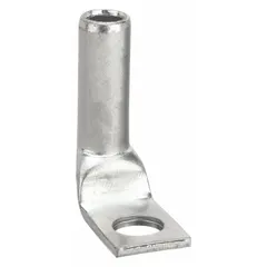 One-hole compression lug for terminating 6 AWG stranded copper wire. Features a long barrel design and accommodates a 1/4 in stud. Suitable for use in electrical panel building, motor control centers, and industrial power distribution applications requiring secure, low-resistance connections.