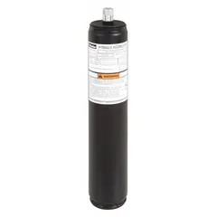 Piston accumulator with 31 cu in total volume and 30 cu in fluid volume. Rated for maximum flow of 100 gpm with 3/4-16 (#8) port connection. Suitable for water-based hydraulic fluids and water-glycol. Used in hydraulic systems for energy storage, surge dampening, and pressure maintenance.
