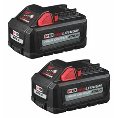 This pack includes two Milwaukee M18 6 Ah batteries, each delivering 18V DC output for extended runtime. The oil-resistant housing provides durability in environments where exposure to lubricants is common. Compatible with all M18 cordless tools.