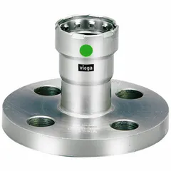Press-fit flange for 1-1/4 in potable water piping systems. Constructed of stainless steel with EPDM seal. Rated to 200 psi maximum operating pressure. Suitable for commercial and industrial plumbing applications requiring a leak-proof joint.