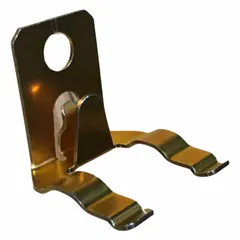 Steel bracket with zinc finish for suspending 6 GA. cable trays. Used as a hanging clip for wire mesh tray systems in cable management installations.