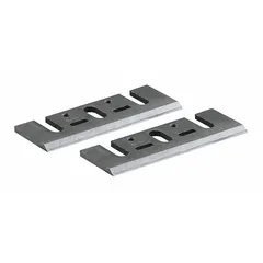 This set of replacement planer blades is made of tungsten carbide. It is designed for use with MAKITA planer models KP0800K, KP0810, XPK01Z, and XPK02Z. Commonly used for smoothing and dimensioning wood surfaces in carpentry and woodworking applications.