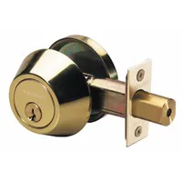 MASTER LOCK Deadbolt Lock: Cylindrical, 1 3/8 in Door Thick - Max, Brass (MPN DS0603KA)
