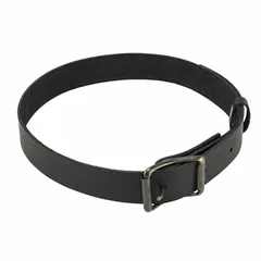 This leather tool belt is designed for ironworker applications, accommodating waist sizes from 46 to 54 inches. It is not padded and comes in black, providing a platform for attaching modular pouches and tools in construction or industrial settings.