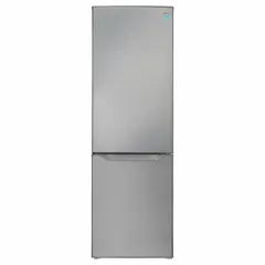Bottom-freezer refrigerator with 10.3 cu ft total capacity and 3 shelves. Features automatic defrost and a swing solid door. Suitable for commercial kitchens, break rooms, and light-duty food storage.