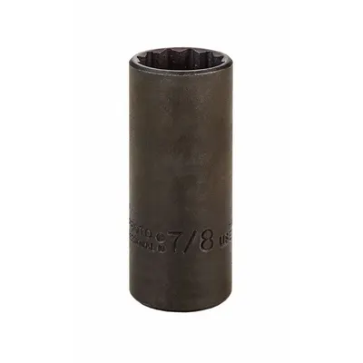 PROTO Socket: SAE, 3/8 in Drive Size, 7/8 in Socket Size, 12-Point, Deep, Black Oxide - 3/8" Drive Hand Sockets