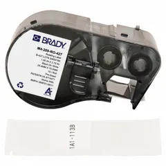 Vinyl wraparound label cartridge with white matte finish, measuring 2-3/4 by 1 inch. Designed for wire gauges from 10 AWG to 3 AWG. Compatible with M410 printer series for industrial wire and cable identification.