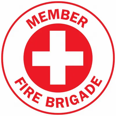BRADY Hard Hat Label: Member Fire Brigade - Safety