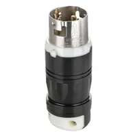 LEVITON Locking Plug: Non-NEMA, Black/White, 480V AC, 50 A, 3 Pole, 4 Blade (MPN CS8165C)