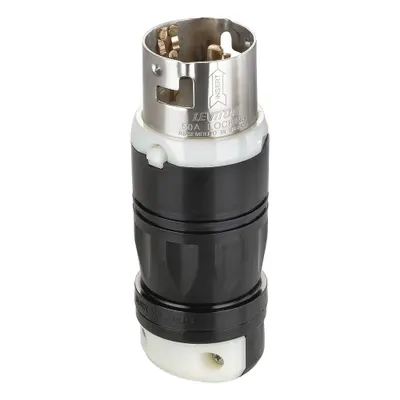 LEVITON Locking Plug: Non-NEMA, Black/White, 480V AC, 50 A, 3 Pole - General Purpose Plugs