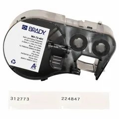 Thermal transfer precut label roll cartridge containing rectangle labels sized 1/2 in x 1 3/4 in. Made of cryogenic autoclavable polyester for use in low-temperature and sterilization environments. Designed for vial/tube sizes of 0.5 to 0.7 mL. Compatible with M510 printer series.