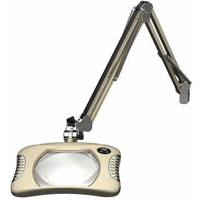 O.C. WHITE Rectangular Magnifier Light: LED, 2x, 4 Diopter, 1,500 lm Max Brightness - Desk-Clamp Magnifier Lights