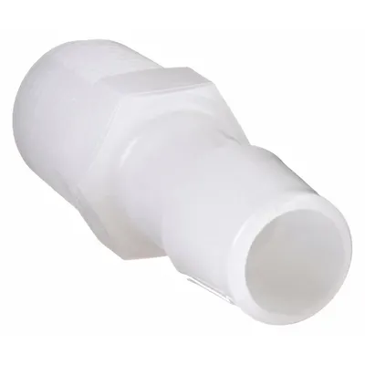 ELDON JAMES Barbed Fitting Adapter: Barbed/Threaded, 5/16 in ID x 3/8 in Pipe Fitting Size - Polyethylene Barbed Tube Fittings