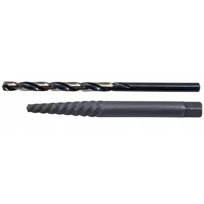 CLE-LINE Screw Extractor Set: 2 Pc, Spiral Flute, Size #4 - Spiral-Flute Extractor & Drill Bit Sets