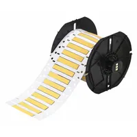 Polyolefin sleeve label roll in yellow matte finish, precut to 3/16 in x 2 in, for wire identification on 10 AWG to 20 AWG conductors. Compatible with BBP33 printer series. Used for on-demand marking in electrical panel building, cable labeling, and maintenance applications