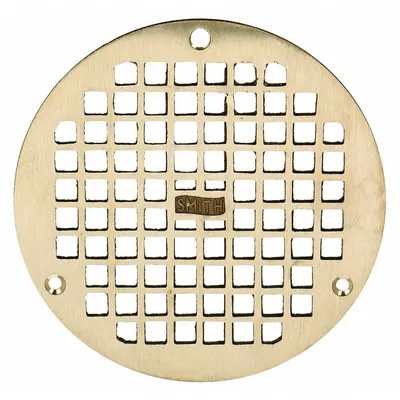 JAY R. SMITH MFG. CO Grate: A, Round, 6 1/2 in Overall Dia, 1/4 in Overall Ht, Nickel Bronze - Light-Duty Floor Drain Grates (Class A)