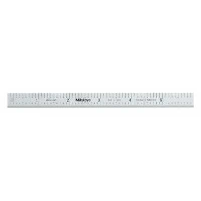 MITUTOYO Flexible Rule: 182-207, 6 in / 150 mm, 0.02 in Thick, 0.5 mm/1/100 in, Chrome - Stainless Steel Rulers