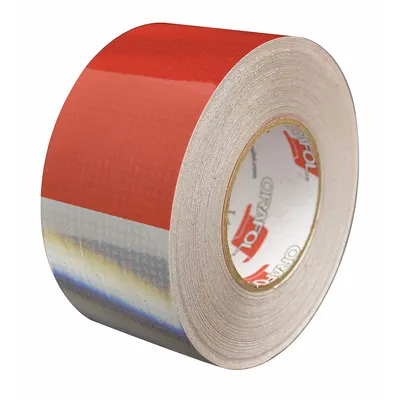 ORALITE Reflective Tape, Red/White, 4 in x 50 yd, Acrylic Adhesive - Vehicle Reflective Tapes