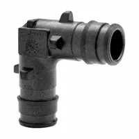 This UPONOR polymer expansion barbed tube fitting elbow features a 1 1/2 in ID x 1 1/2 in ID size with barbed x barbed connections. Designed for use with PEX tubing, it employs an expansion connection method for secure joints in hydronic heating, plumbing, and radiant floor systems