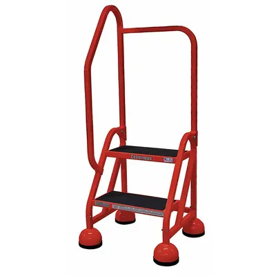 COTTERMAN Rolling Ladder: 1.5 ft Platform Ht, Partially Assembled, Steel - Steel Ultra-Stable Weight-Actuated Ladders