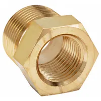 This straight pipe fitting connects or extends piping in high-pressure fluid systems. It features a 3/4 in male NPT threaded end and a 1/2 in female NPT threaded end, with a maximum operating pressure of 2,800 psi