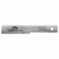 This stainless steel thread pitch gauge measures stud thread dimensions for tire inspection. With a 5-inch overall length, it is used to verify thread pitch on wheel studs, ensuring proper fastener fit during tire installation and maintenance in automotive and industrial settings.
